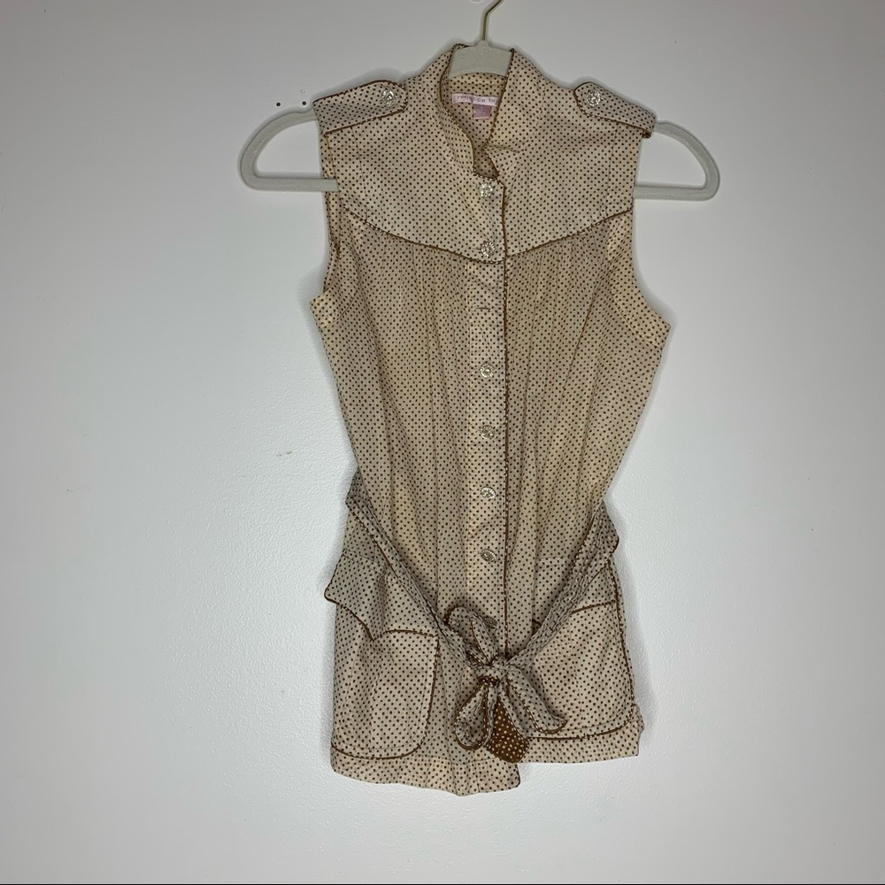 Rebecca Taylor polka dot sleeveless button down top 2